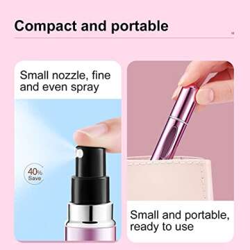 Portable Mini Refillable Perfume Atomizer Bottle Refillable Spray, Atomizer Perfume Bottle, Scent Pump Case, Perfume Atomizer Refillable Travel (5ml, 5 Pack) (Pink, Gold, Black, Silver, Blue)