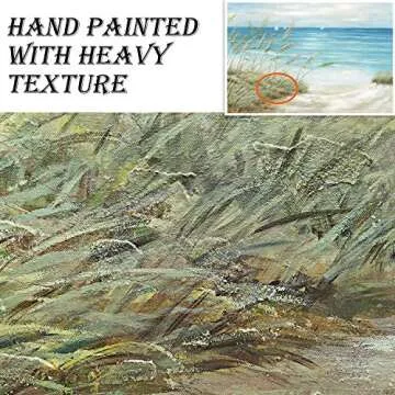 TAR TAR STUDIO Seascape Canvas Painting Wall Art: Oil Painting Style Beach Theme with Hand Painted T...