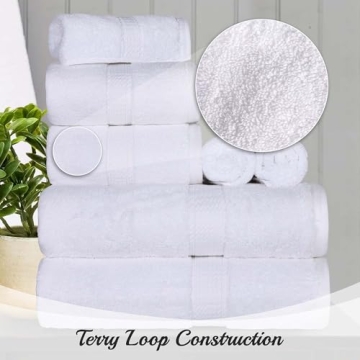 Superior Egyptian Cotton Pile Bath Towel Set of 2, Ultra Soft Luxury Towels, Thick Plush Essentials, Absorbent Heavyweight, Guest Bath, Hotel, Spa, Home Bathroom, Shower Basics, White