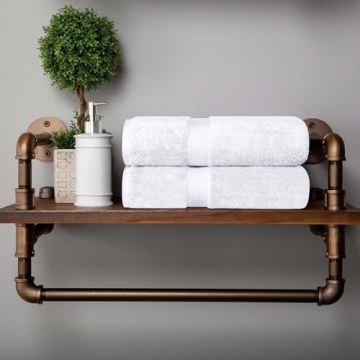 Superior Egyptian Cotton Pile Bath Towel Set of 2, Ultra Soft Luxury Towels, Thick Plush Essentials, Absorbent Heavyweight, Guest Bath, Hotel, Spa, Home Bathroom, Shower Basics, White