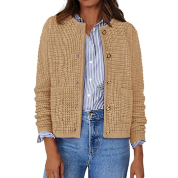 BTFBM Women's Cardigan Sweaters – Fall Fashion Chunky Knit Tweed Jacket 2024