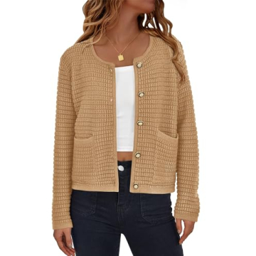 BTFBM Women's Cardigan Sweater - Stylish Chunky Knit Jacket