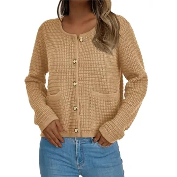 BTFBM Women's Cardigan Sweater - Stylish Chunky Knit Jacket