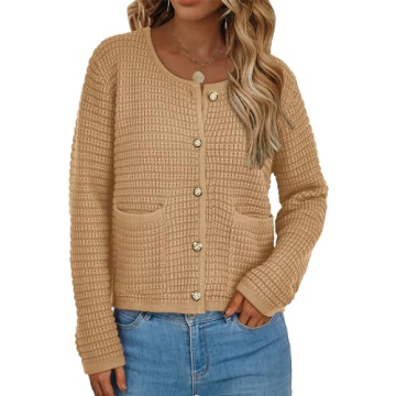 BTFBM Women's Cardigan Sweater - Stylish Chunky Knit Jacket