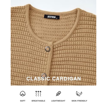 BTFBM Women's Cardigan Sweater - Stylish Chunky Knit Jacket
