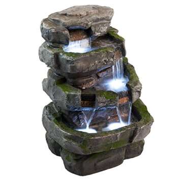 Wilson Rock Fountain: Stunning Outdoor Water Feature for Gardens & Patios. Weather Resistant w/LED L...