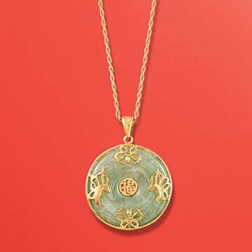 Ross-Simons Good Fortune Butterfly Pendant Necklace in 18kt Gold Over Sterling