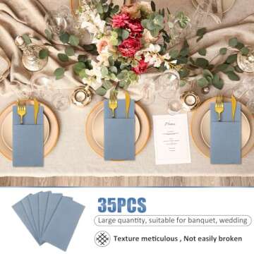 Seajan Pocket Napkins - 35 Linen Feel Disposable Napkins