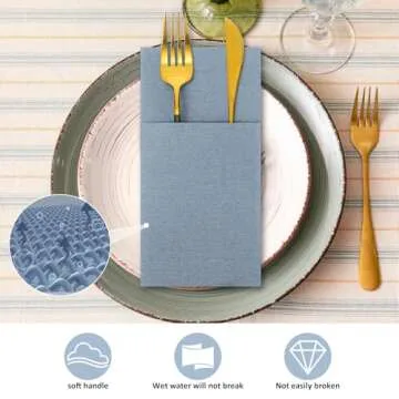 Seajan Pocket Napkins - 35 Linen Feel Disposable Napkins