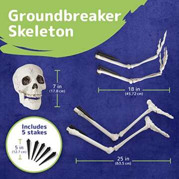 PREXTEX Skeleton Coming Out of the Ground - Life-Sized Unique Groundbreaker Skeleton Stakes for Outd...