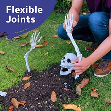 PREXTEX Skeleton Coming Out of the Ground - Life-Sized Unique Groundbreaker Skeleton Stakes for Outdoor Yard Halloween Decorations - Realistic Spooky Skeleton in Front Lawn Garden