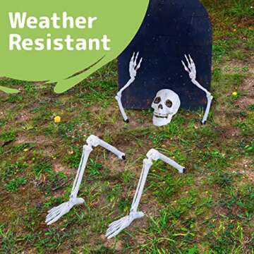PREXTEX Skeleton Coming Out of the Ground - Life-Sized Unique Groundbreaker Skeleton Stakes for Outdoor Yard Halloween Decorations - Realistic Spooky Skeleton in Front Lawn Garden