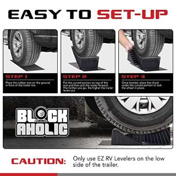 EZ RV Leveler RV Leveling Ramps with Rubber Mats, Camper Leveler for Tandem Axle Trailers, Levels Up...