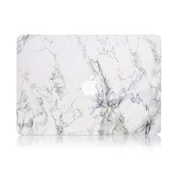 RUBAN for MacBook Pro Retina 13 Inch (A1502 & A1425 Models) 2015 2014 2013 2012, Matte Hard Shell Case & Keyboard Cover, White Marble