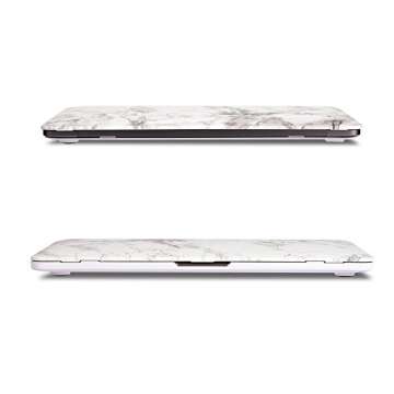 RUBAN for MacBook Pro Retina 13 Inch (A1502 & A1425 Models) 2015 2014 2013 2012, Matte Hard Shell Case & Keyboard Cover, White Marble