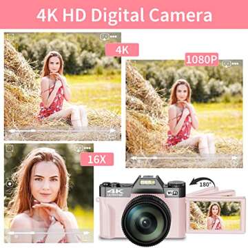 Digital Camera for Photography & Vlogging - 4K Video, 56MP, WiFi, Macro Lens, 32GB Card, 2 Batteries...