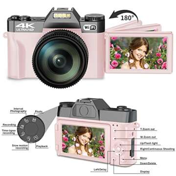 Digital Camera for 4K Photography & Vlogging - Pink