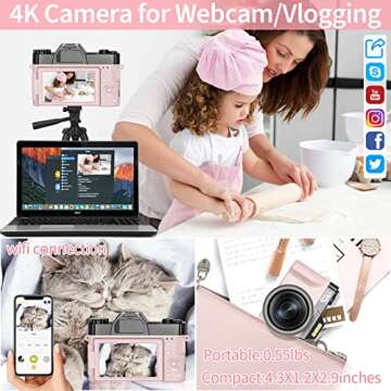 Digital Camera for 4K Photography & Vlogging - Pink