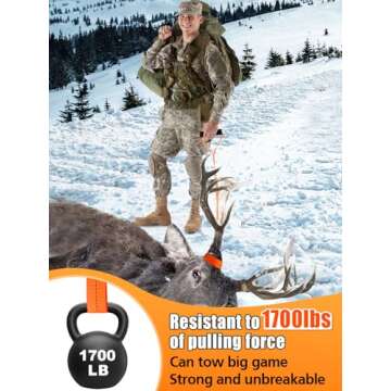 PAMASE 2pcs Deer Drag Rope - 1700lbs Load-Bearing Hunting Gear Accessories, Deer Drag Strap for Men ...