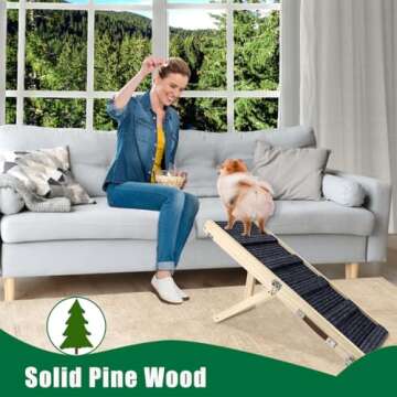 Okydoky Small Dog Ramp - Portable Folding Wooden Climbing Ladder for Pets