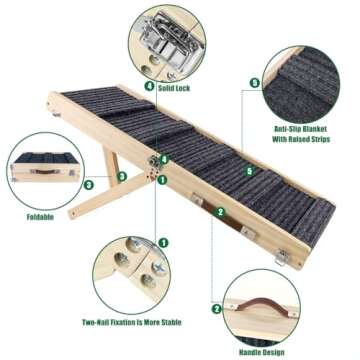 Okydoky Adjustable Wooden Dog Ramp for Small Pets