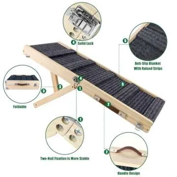 Okydoky Adjustable Wooden Dog Ramp for Small Pets