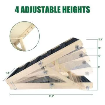 Okydoky Adjustable Wooden Dog Ramp for Small Pets
