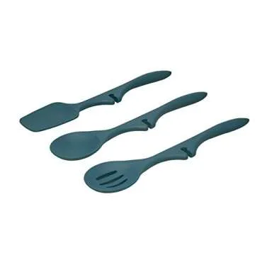 Rachael Ray Kitchen Tools: Nonstick Lazy Spoonula and Spoons Set - 3 Piece, Marine Blue