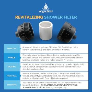 AquaBliss High Output Revitalizing Shower Filter - Reduces Dry Itchy Skin, Dandruff, Eczema, and Dramatically Improves The Condition of Your Skin, Hair and Nails - Matte Black (SF100-BK)