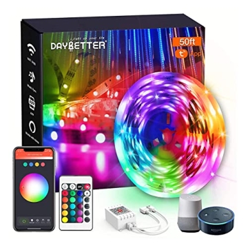 Smart WiFi LED Lights - 50ft RGB Strip with App Control
