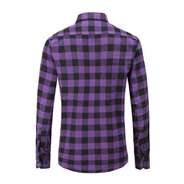 JEETOO Mens Buffalo Plaid Shirts Long Sleeve Flannel Shirt for Men Checkered Button Down Purple Buffalo Plaid M