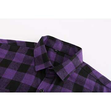 JEETOO Mens Buffalo Plaid Shirts Long Sleeve Flannel Shirt for Men Checkered Button Down Purple Buffalo Plaid M