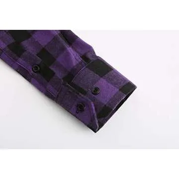 JEETOO Mens Buffalo Plaid Shirts Long Sleeve Flannel Shirt for Men Checkered Button Down Purple Buffalo Plaid M