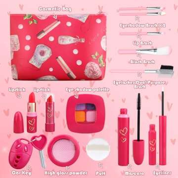 Toddler Girl Toys, Basic Pretend Makeup Kit for Girls, Kids Play Makeup Set for Kids 3-5 4-6, Toddle...