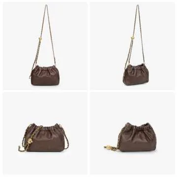 ANKICK Womens Leather Chain Hobo Bag Tote Shoulder Handbag Crossbody Bags Trendy Drawstring Small Bag Dating Tote Purse