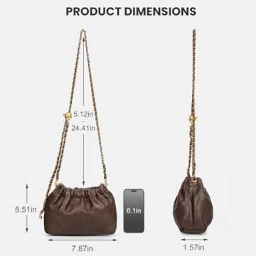ANKICK Womens Leather Chain Hobo Bag Tote Shoulder Handbag Crossbody Bags Trendy Drawstring Small Bag Dating Tote Purse