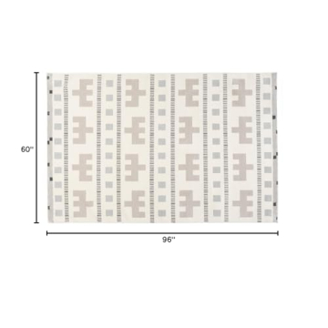 Revival Rugs Comb 5'3"x8' Washable Area Rug for Living Room Bedroom - 100% Recycled Oeko-TEX Certified, Medium Pile, Beige, Cream