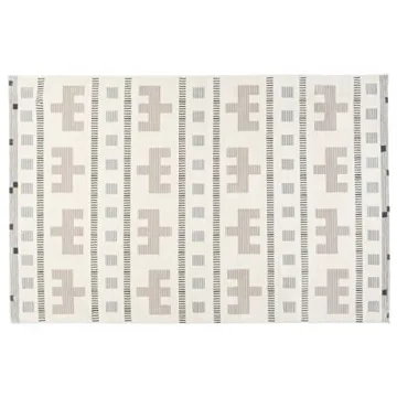 Revival Rugs Comb 5'3"x8' Washable Area Rug for Living Room Bedroom - 100% Recycled Oeko-TEX Certified, Medium Pile, Beige, Cream