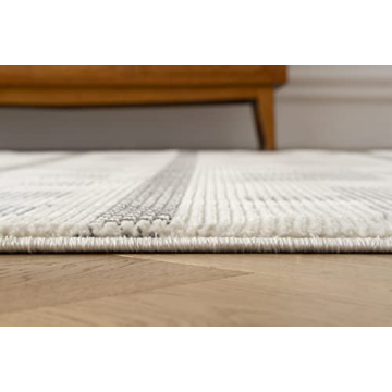 Revival Rugs Comb 5'3"x8' Washable Area Rug for Living Room Bedroom - 100% Recycled Oeko-TEX Certified, Medium Pile, Beige, Cream