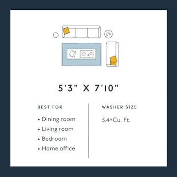 Revival Rugs Comb 5'3"x8' Washable Area Rug for Living Room Bedroom - 100% Recycled Oeko-TEX Certified, Medium Pile, Beige, Cream