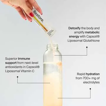 Electrolyte Powder Packets - Workout Recovery & Hydration Drink Mix with Liposomal Glutathione, Vitamin C & Methylated B Vitamins - Mango Lemonade (7 Sticks)