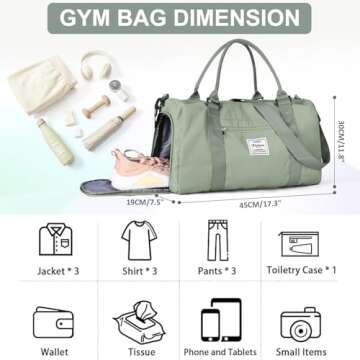 Gym Bags for Women Men with Shoes Compartment,Sports Duffle Bags Personal item travel Duffel Bags To...