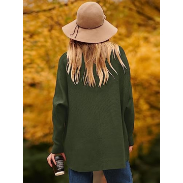 ANRABESS Women's Dark Green Oversized Turtleneck Sweater