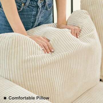 Belffin Modular Sectional Sleeper with Storage Ottoman Corduroy Sectional Couch with Chaise Convertible Modern Sectional Sofa Couch Beige