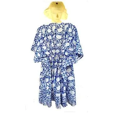 Rastogi Handicrafts 100% Cotton Hand Block Print Kaftan Women’s Apparel Fabric Print Swimsuit Cover-up Beach Kaftan 4