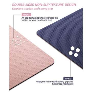 COOLMOON Yoga Mat Non Slip, Anti-Tear 1/4 Thick TPE Yoga Mats for Women and Men, 72"x24" Exercise & ...