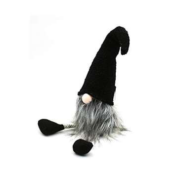 Handmade Swedish Gnome, Scandinavian Tomte, Yule Santa Nisse, Nordic Figurine, Plush Elf Toy, Home Decor, Winter Table Ornament, Christmas Decorations, Holiday Presents - 18 Inches, Black
