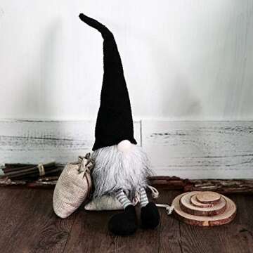 Handmade Swedish Gnome, Scandinavian Tomte, Yule Santa Nisse, Nordic Figurine, Plush Elf Toy, Home Decor, Winter Table Ornament, Christmas Decorations, Holiday Presents - 18 Inches, Black