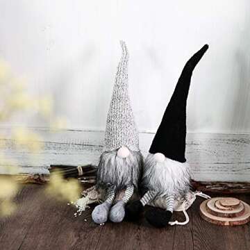 Handmade Swedish Gnome, Scandinavian Tomte, Yule Santa Nisse, Nordic Figurine, Plush Elf Toy, Home Decor, Winter Table Ornament, Christmas Decorations, Holiday Presents - 18 Inches, Black