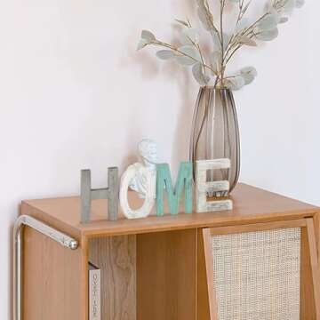 Y&ME Rustic Wood Home Sign, Home Wall Decor for Living Room, Freestanding Wooden Letters, Decorative Home Signs for Entryway Decor 16.5 x 5.9 Inch, Multicolor